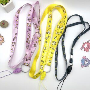 3 Pack Neck Lanyards – Black Smile & Pink/Yellow Kitty – ID Badge, Keys, Phone S
